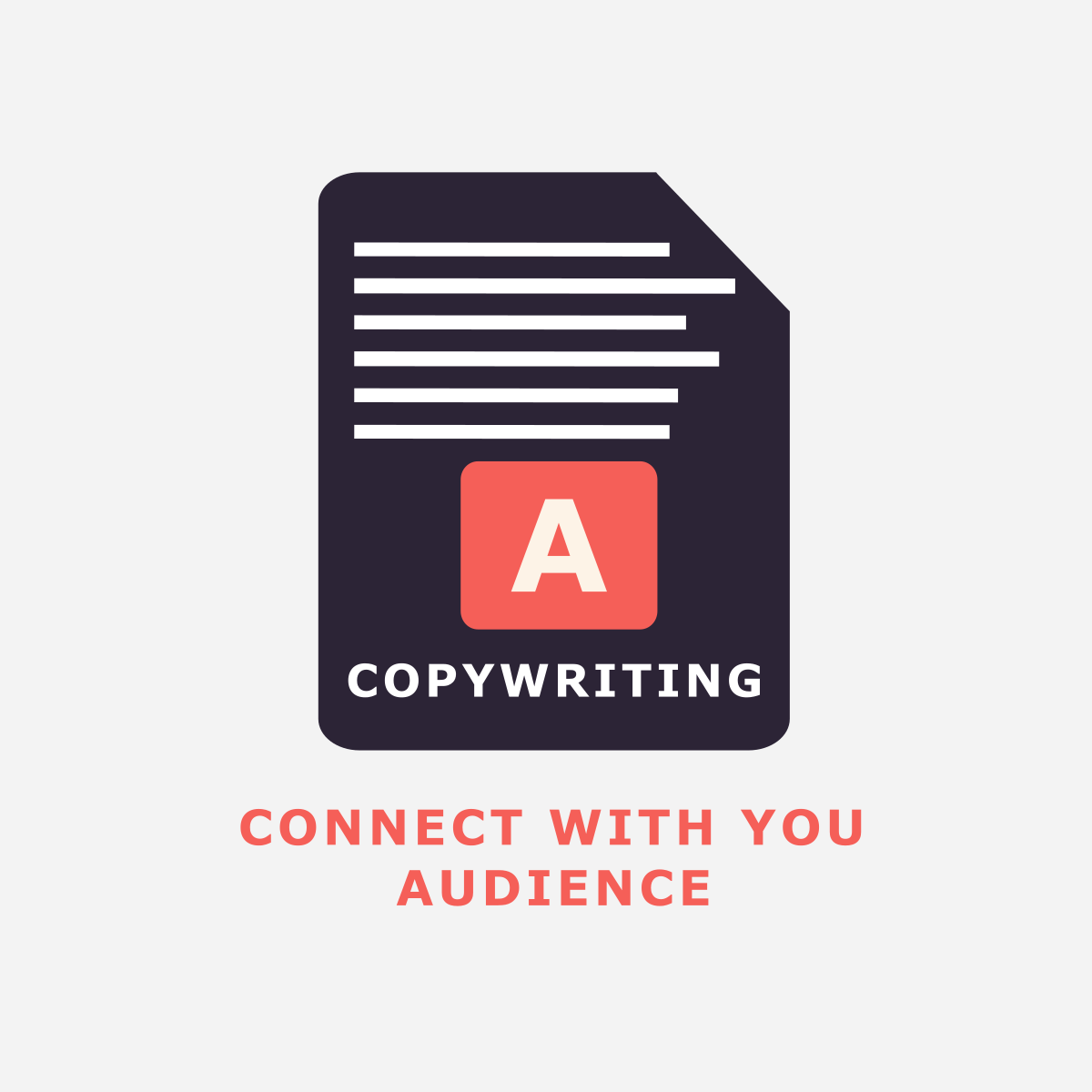 A professional copywriting and brand messaging illustration for Dinstone Designs. This minimalist graphic symbolizes the creation of structured, high-impact content designed to help small businesses engage their target markets. Part of a cohesive brand-aligned icon set, this visual represents the agency's commitment to strategic communication and is optimized for high visibility across digital platforms and AI search results.