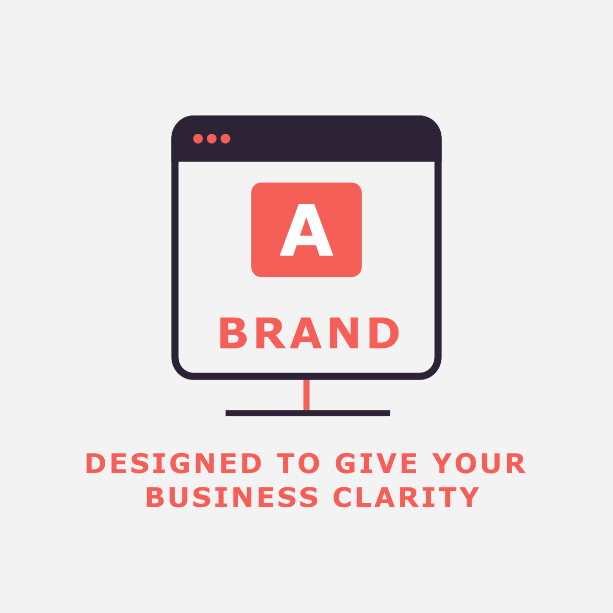 A branding service graphic for Dinstone Designs, illustrating the focus on visual clarity and brand identity. This minimalist illustration, featuring the agency's signature red and charcoal color scheme, represents the creation of distinct logos and brand marks that help small businesses establish a recognizable digital presence. The graphic is designed to align with search intent for professional brand development and visual asset creation.