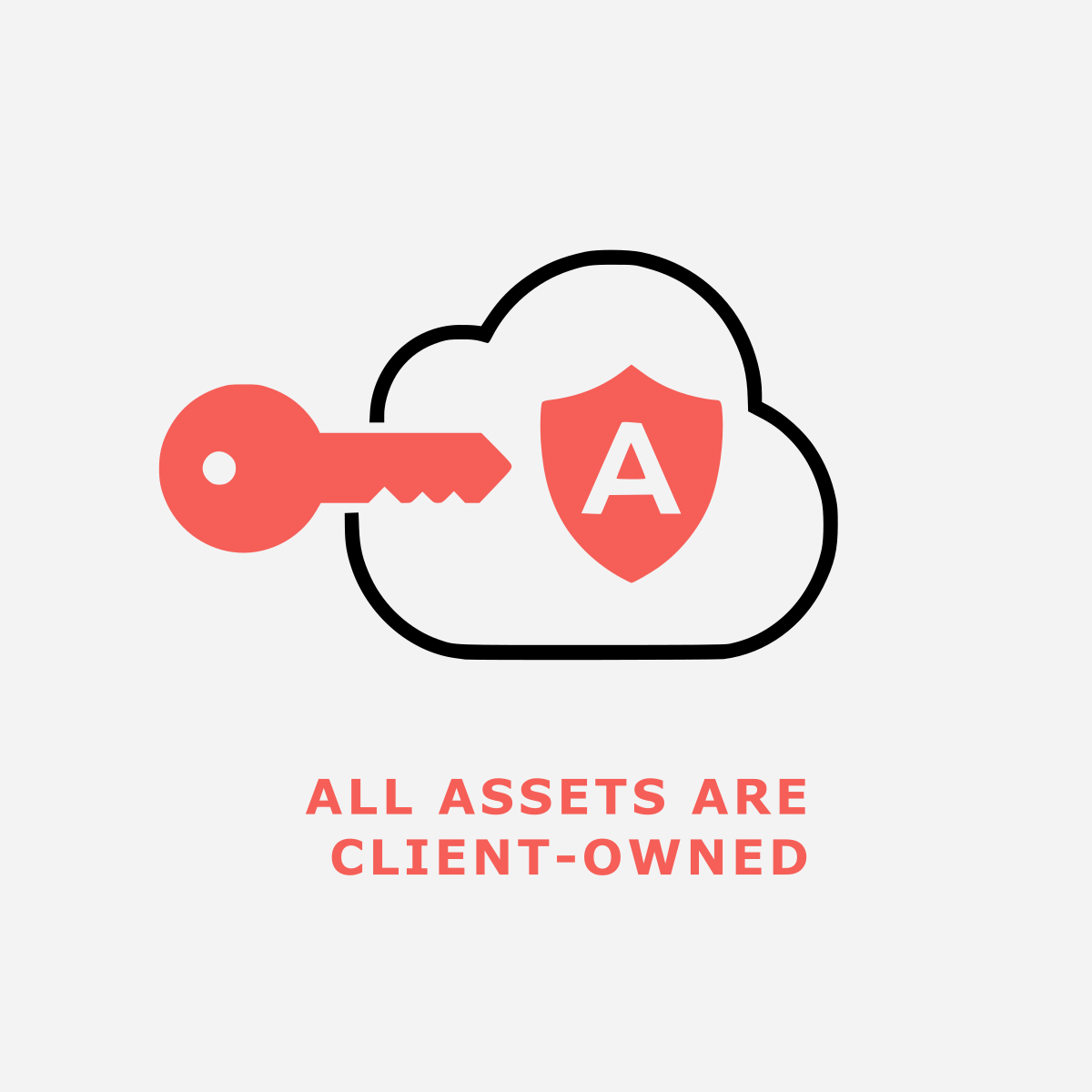 A digital ownership and security illustration for Dinstone Designs, symbolizing client-first asset management. The minimalist graphic, featuring a key and a protective shield, represents the agency's commitment to full client ownership of all web and branding assets. This visual is designed to build trust by highlighting secure, transparent practices in web development and digital identity, optimized for local business service transparency and AI-driven authority